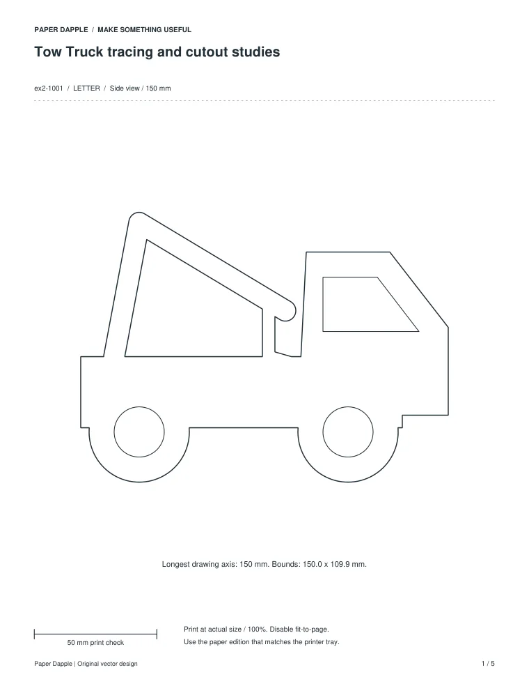 Preview of Tow Truck tracing and cutout studies