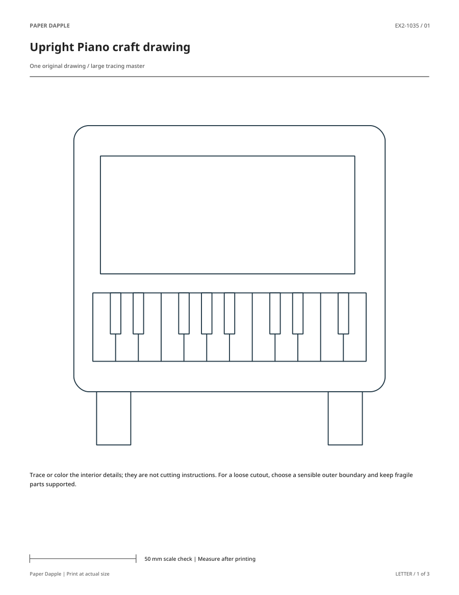 Preview of Upright Piano craft drawing