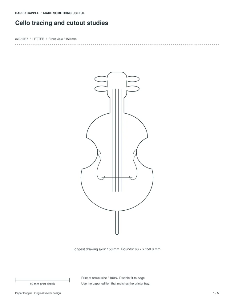 Preview of Cello tracing and cutout studies