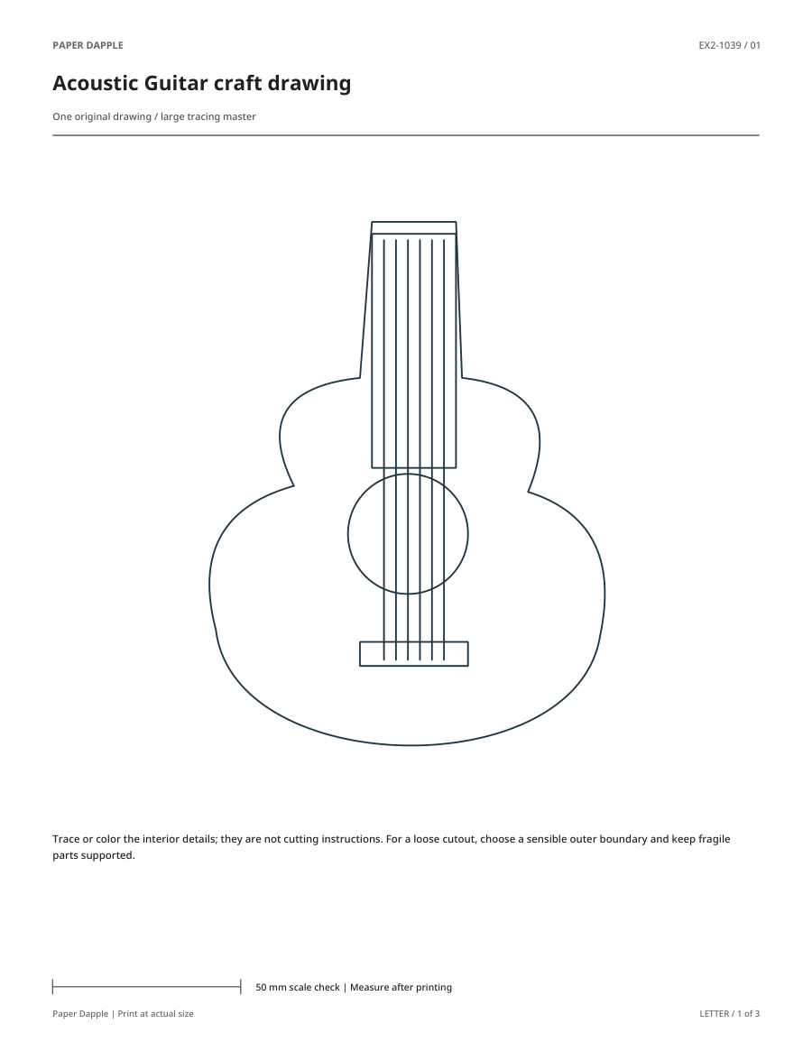 Preview of Acoustic Guitar craft drawing