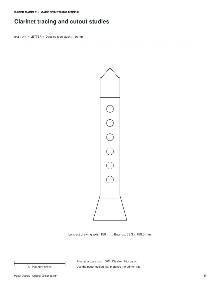Preview of Clarinet tracing and cutout studies