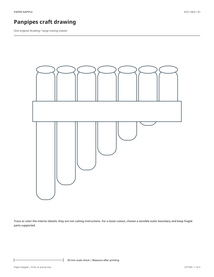Preview of Panpipes craft drawing