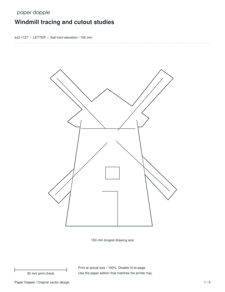 Actual first-page PDF preview of windmill tracing and cutout studies