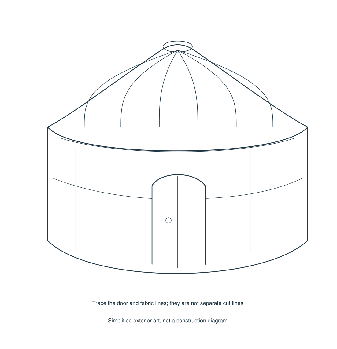 Actual first-page PDF preview of yurt craft drawing
