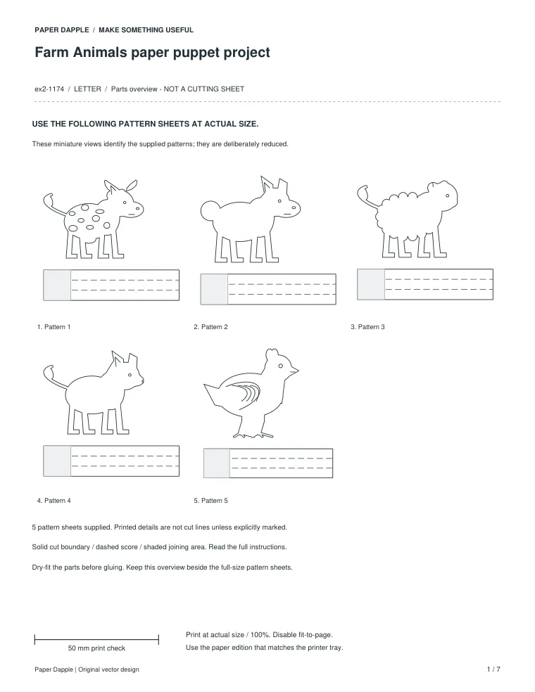 Preview of Farm Animals paper puppet project