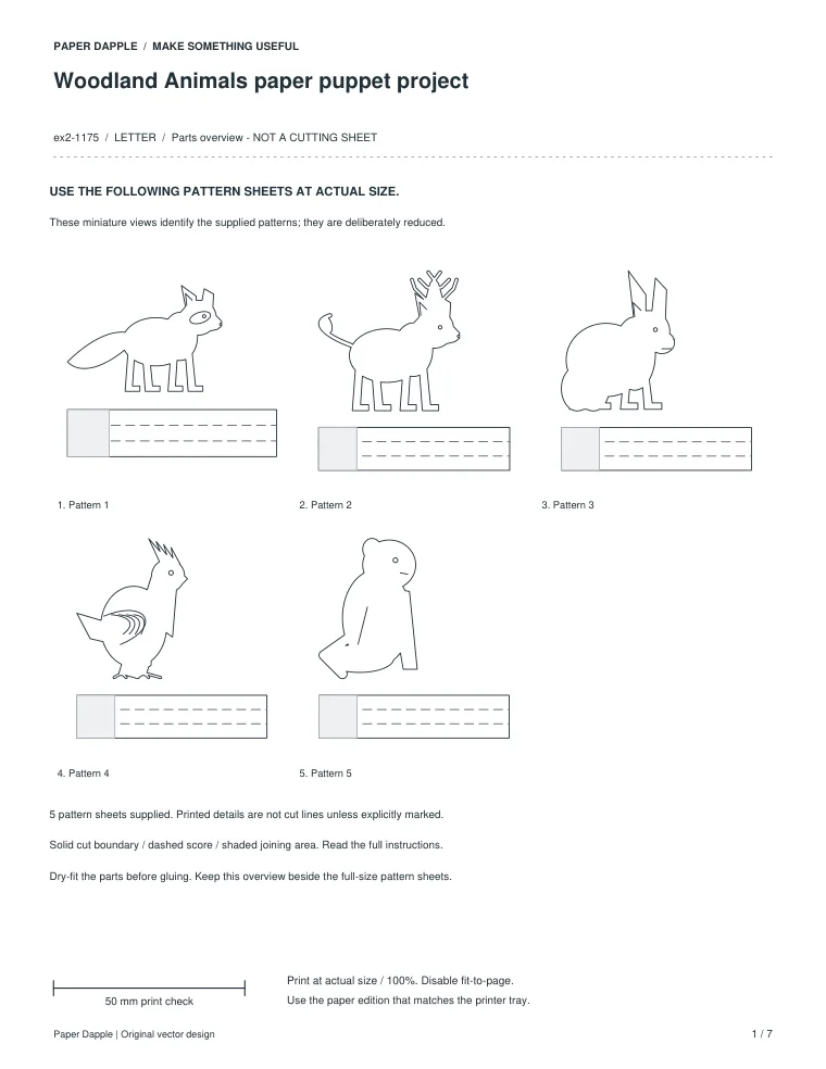 Preview of Woodland Animals paper puppet project