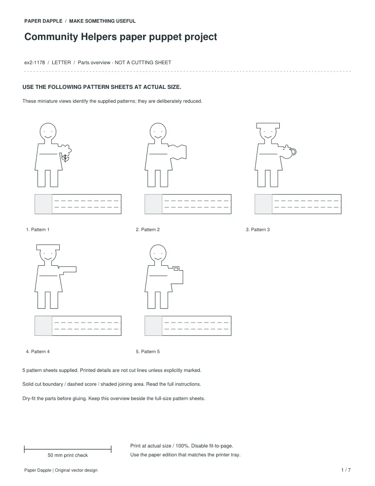 Preview of Community Helpers paper puppet project