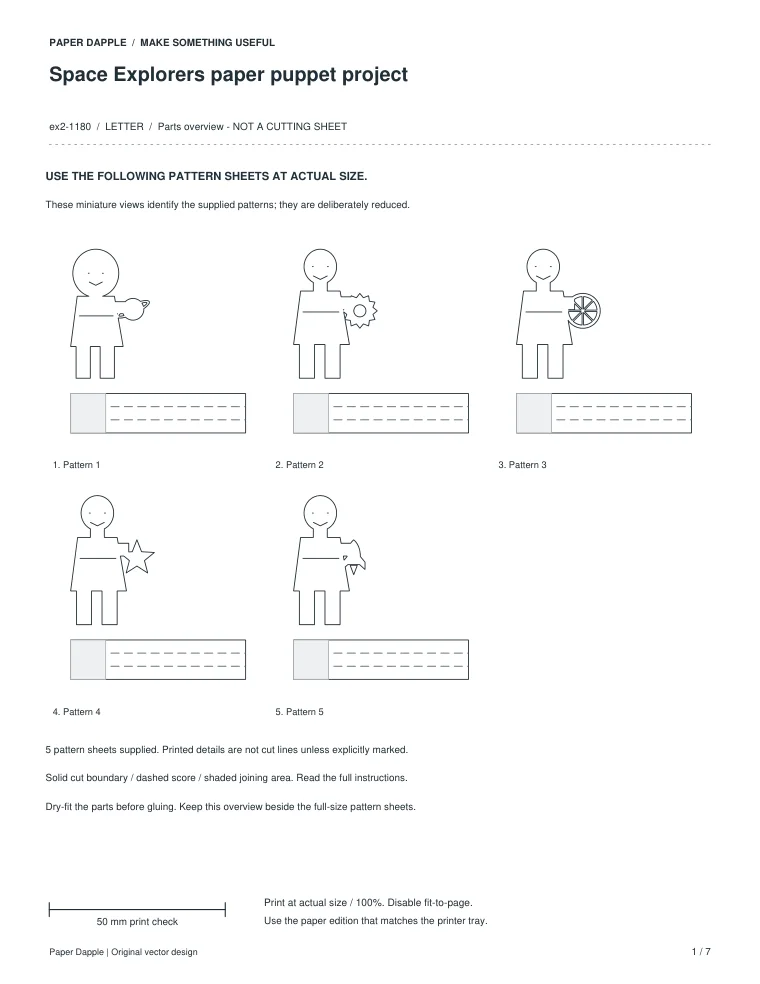 Preview of Space Explorers paper puppet project