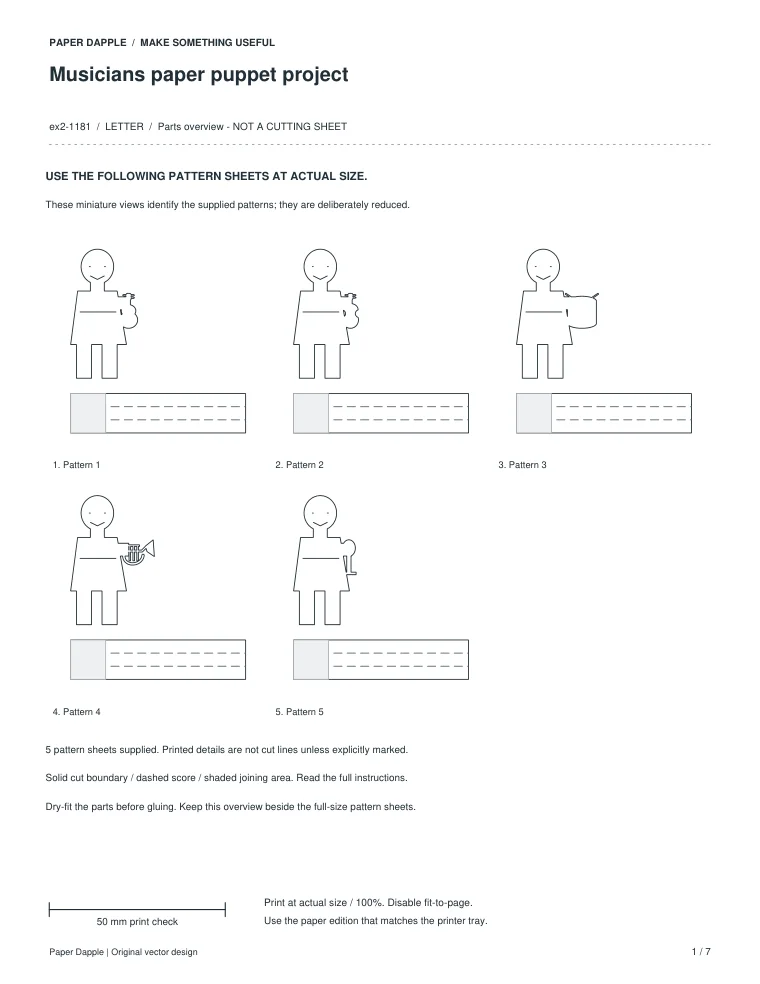 Preview of Musicians paper puppet project