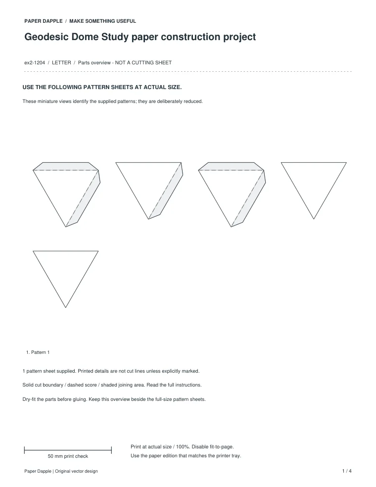 Preview of Geodesic Dome Study paper construction project