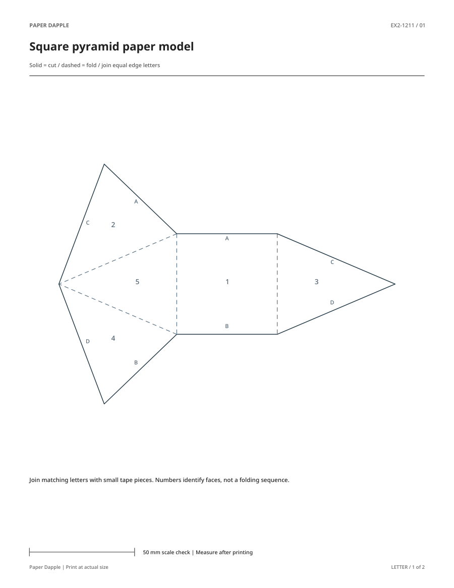 Preview of Square pyramid paper model