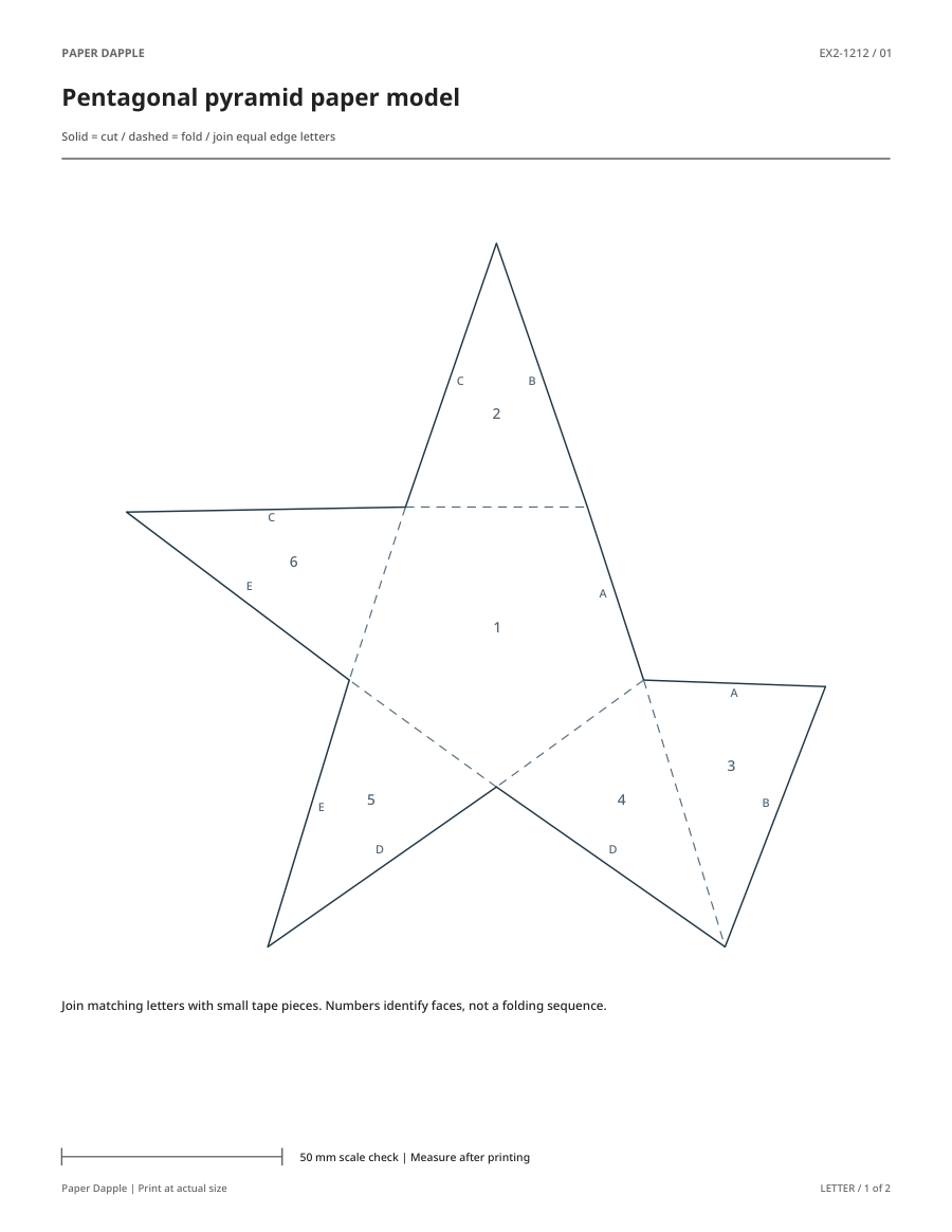 Preview of Pentagonal pyramid paper model