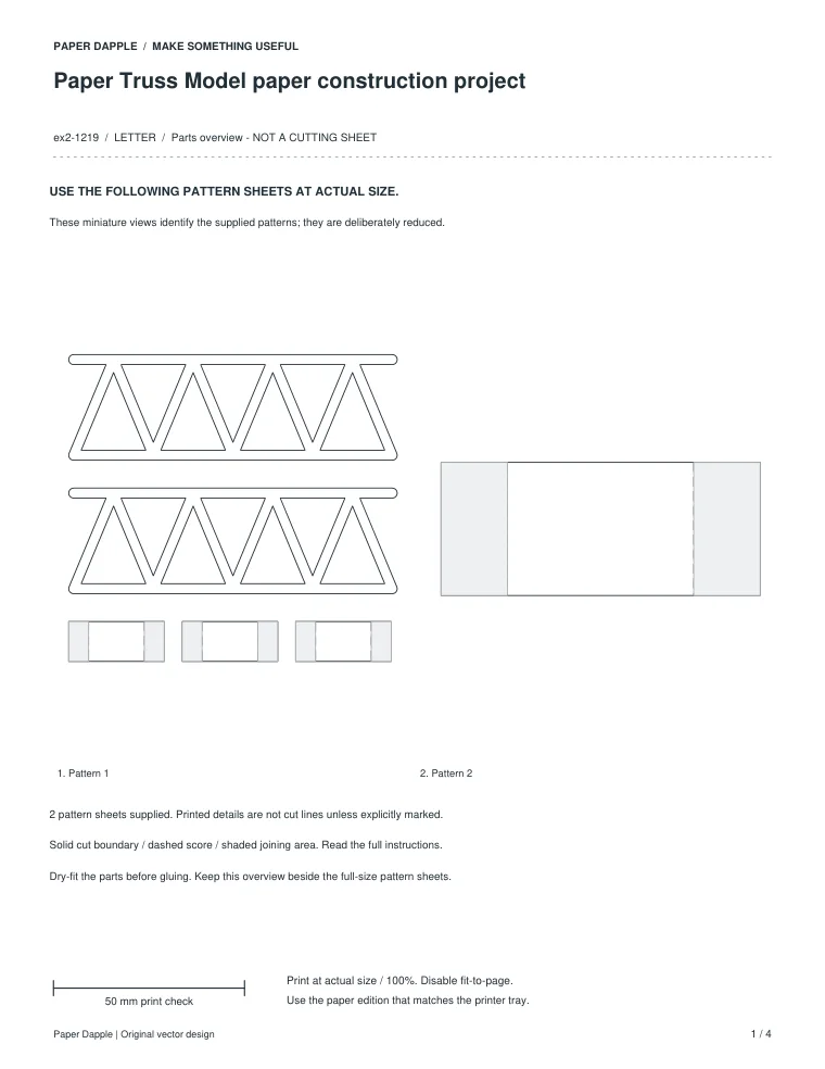 Preview of Paper Truss Model paper construction project