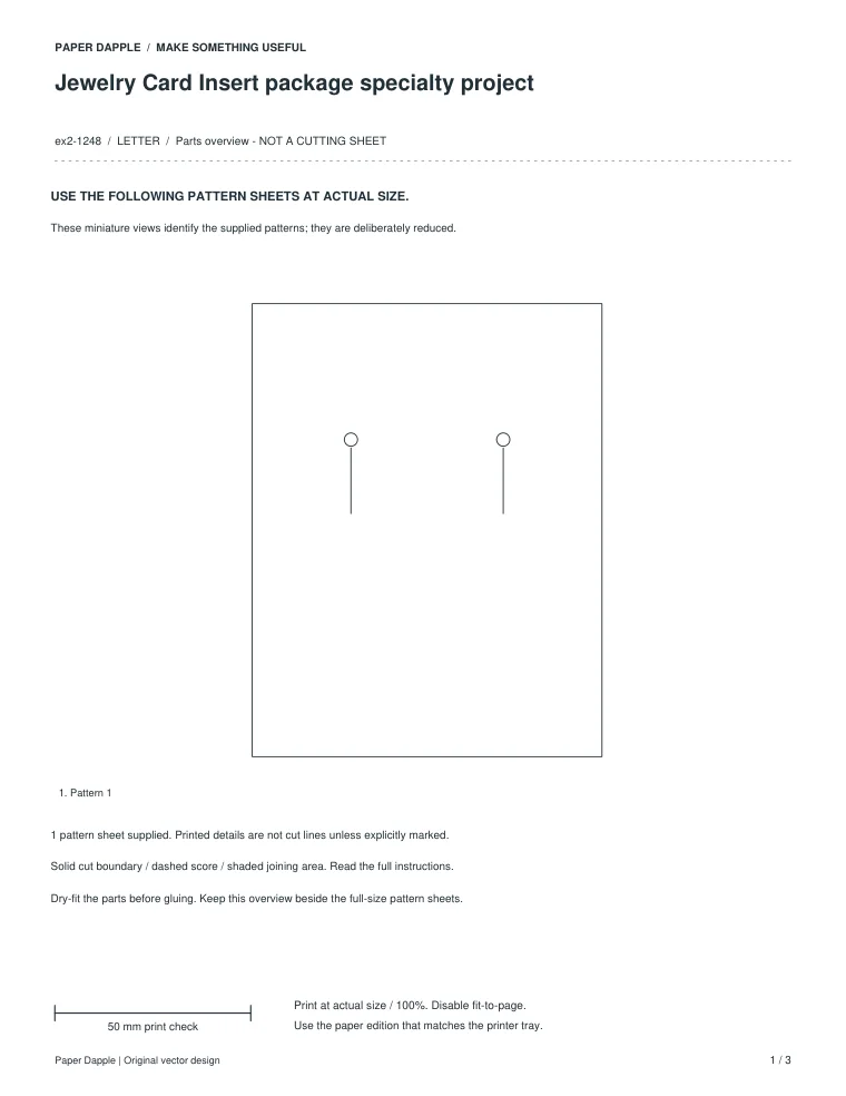 Preview of Jewelry Card Insert package specialty project