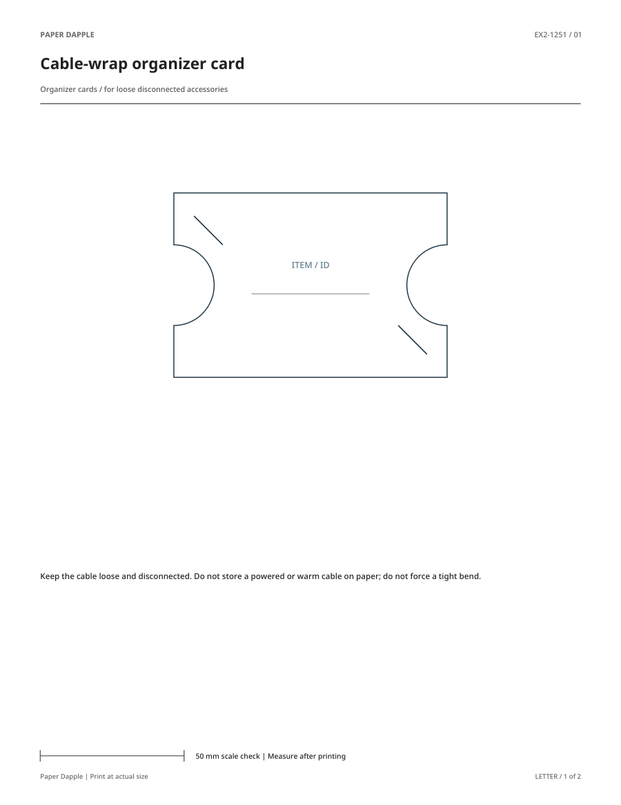 Preview of Cable-wrap organizer card