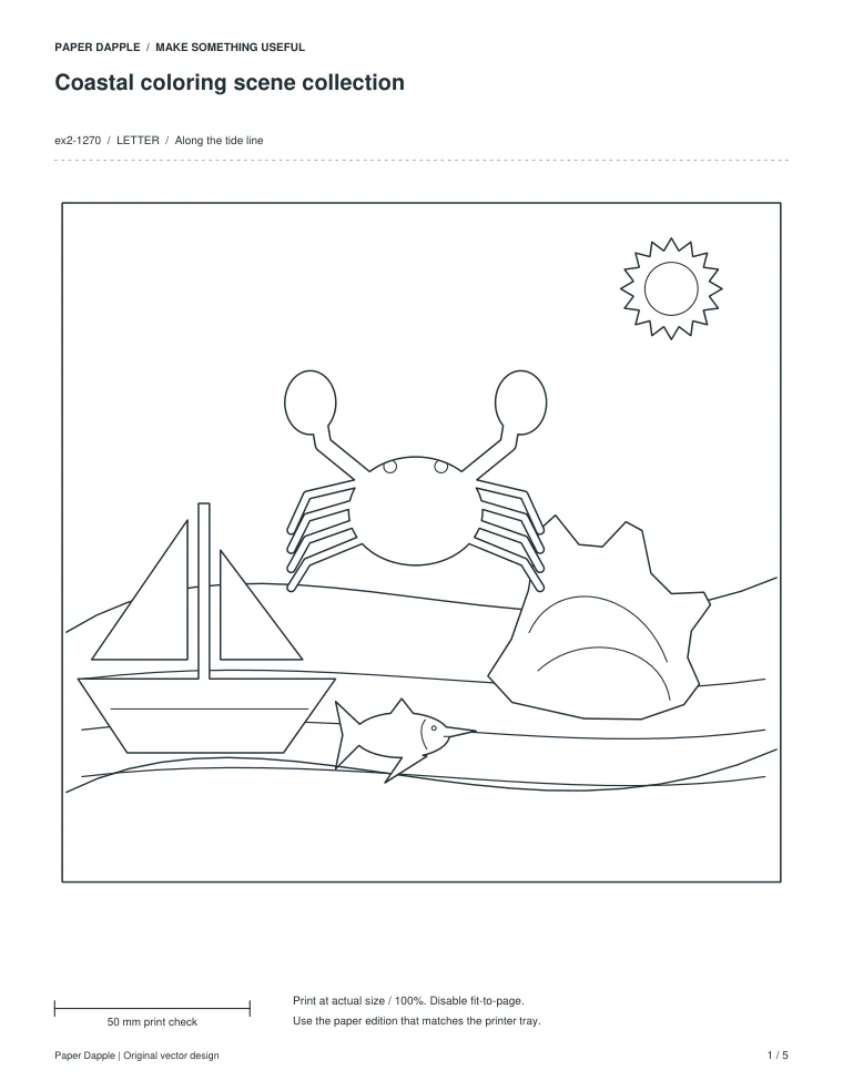 Preview of Coastal coloring scene collection
