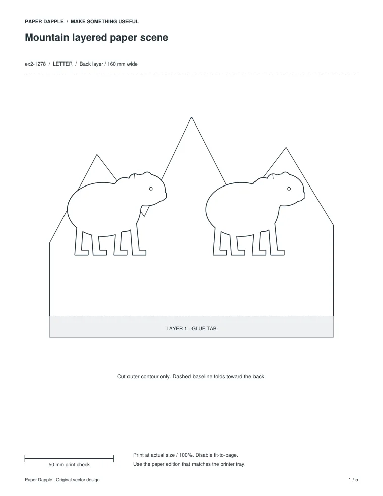 Preview of Mountain layered paper scene