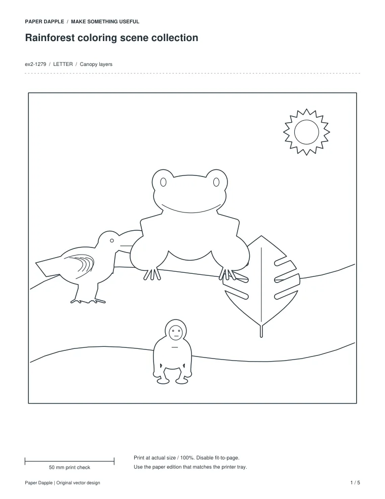 Preview of Rainforest coloring scene collection