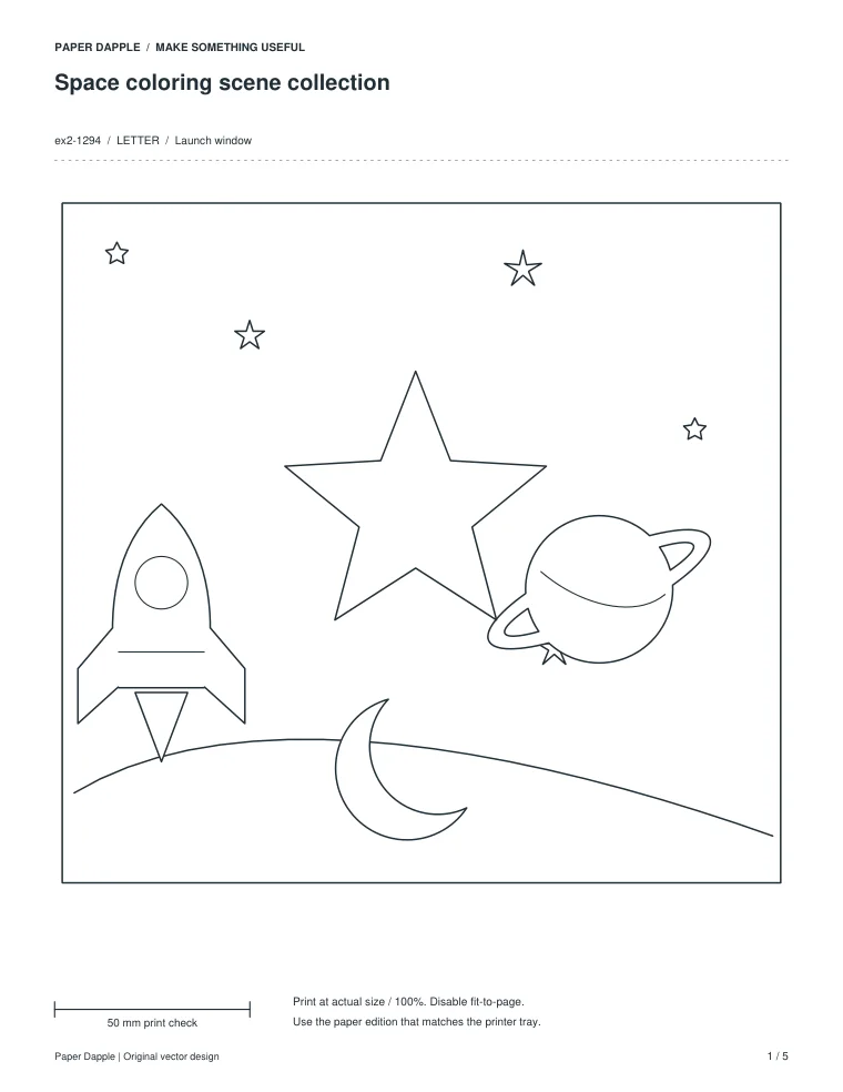 Preview of Space coloring scene collection