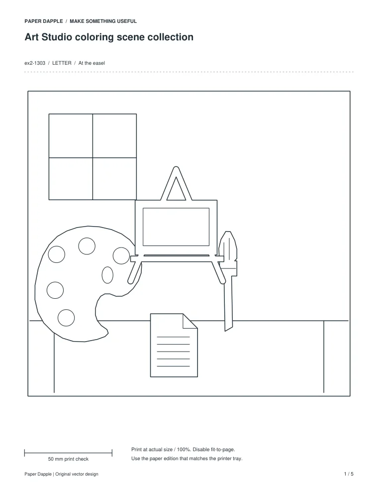 Preview of Art Studio coloring scene collection