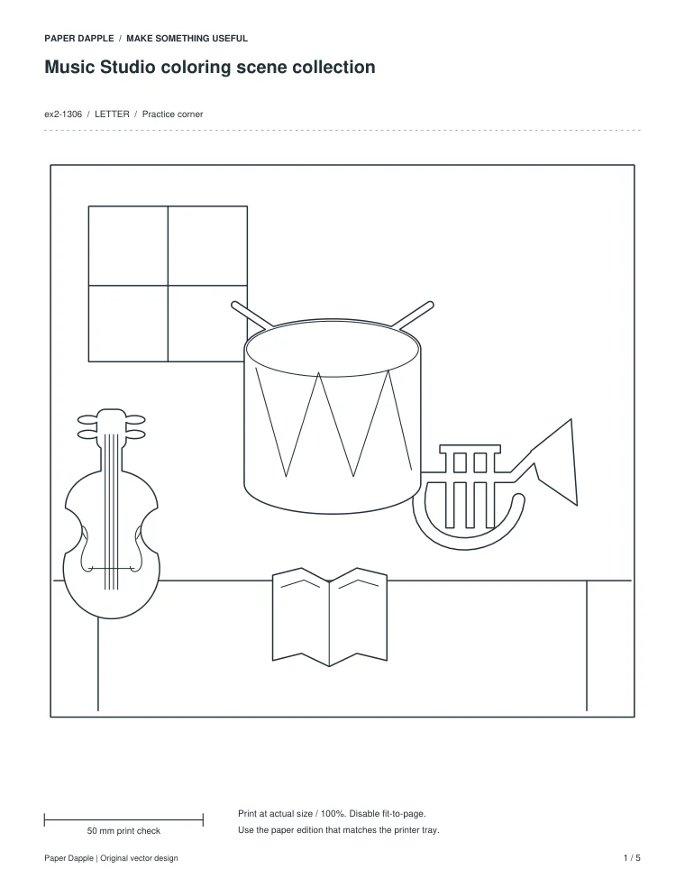 Preview of Music Studio coloring scene collection