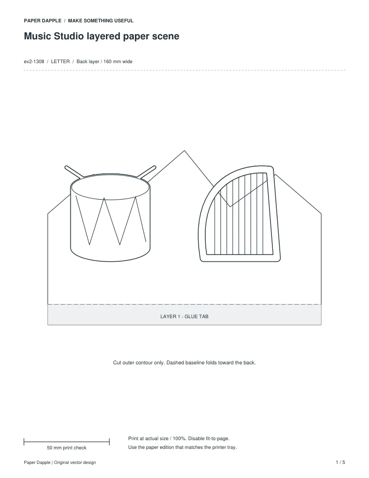 Preview of Music Studio layered paper scene