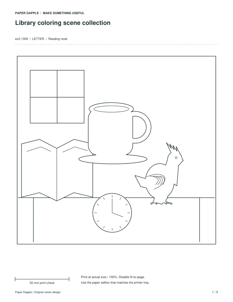 Preview of Library coloring scene collection