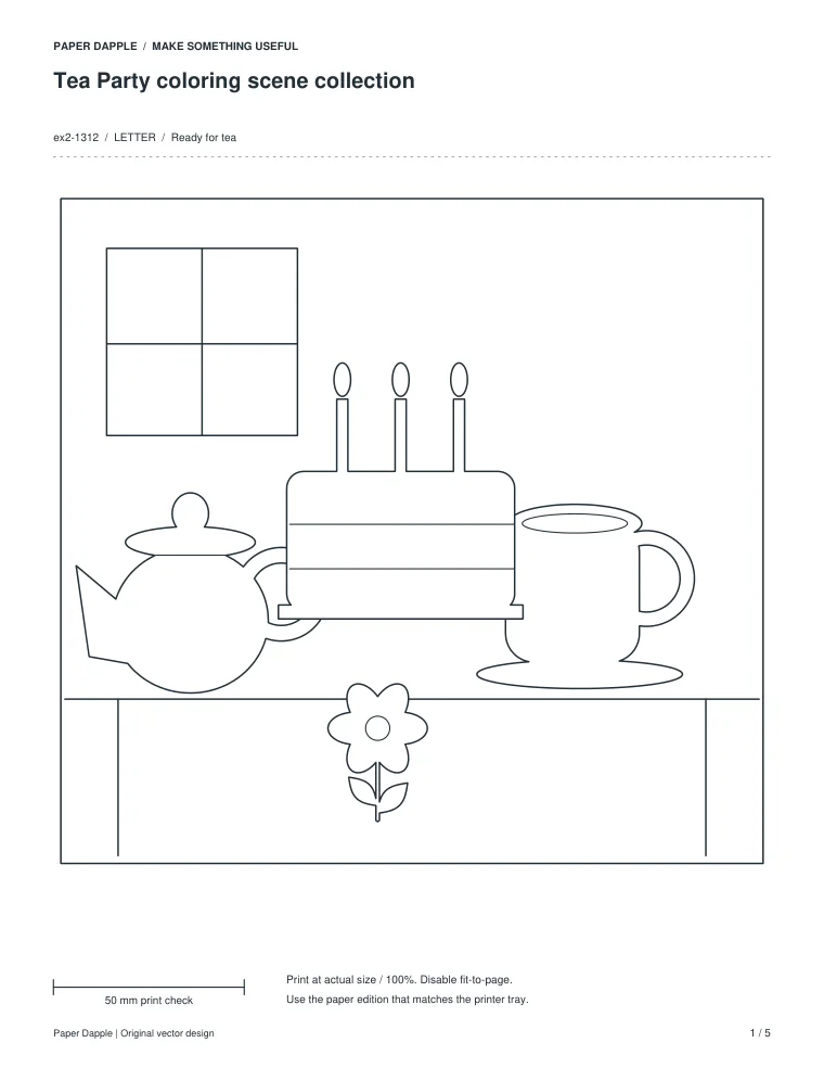 Preview of Tea Party coloring scene collection