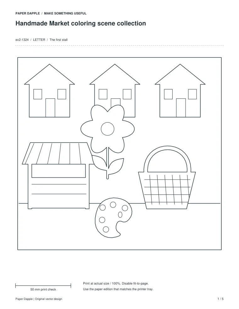 Preview of Handmade Market coloring scene collection