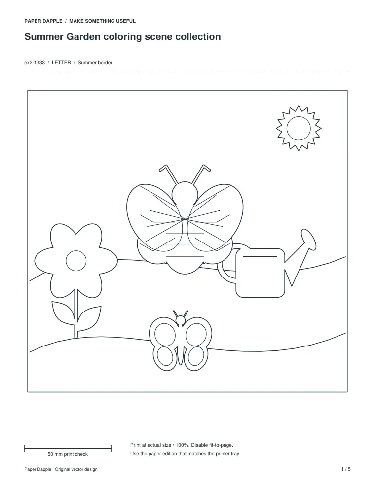 Preview of Summer Garden coloring scene collection