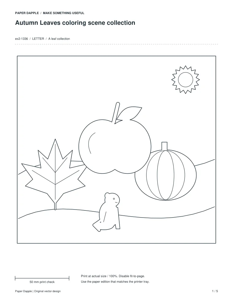 Preview of Autumn Leaves coloring scene collection