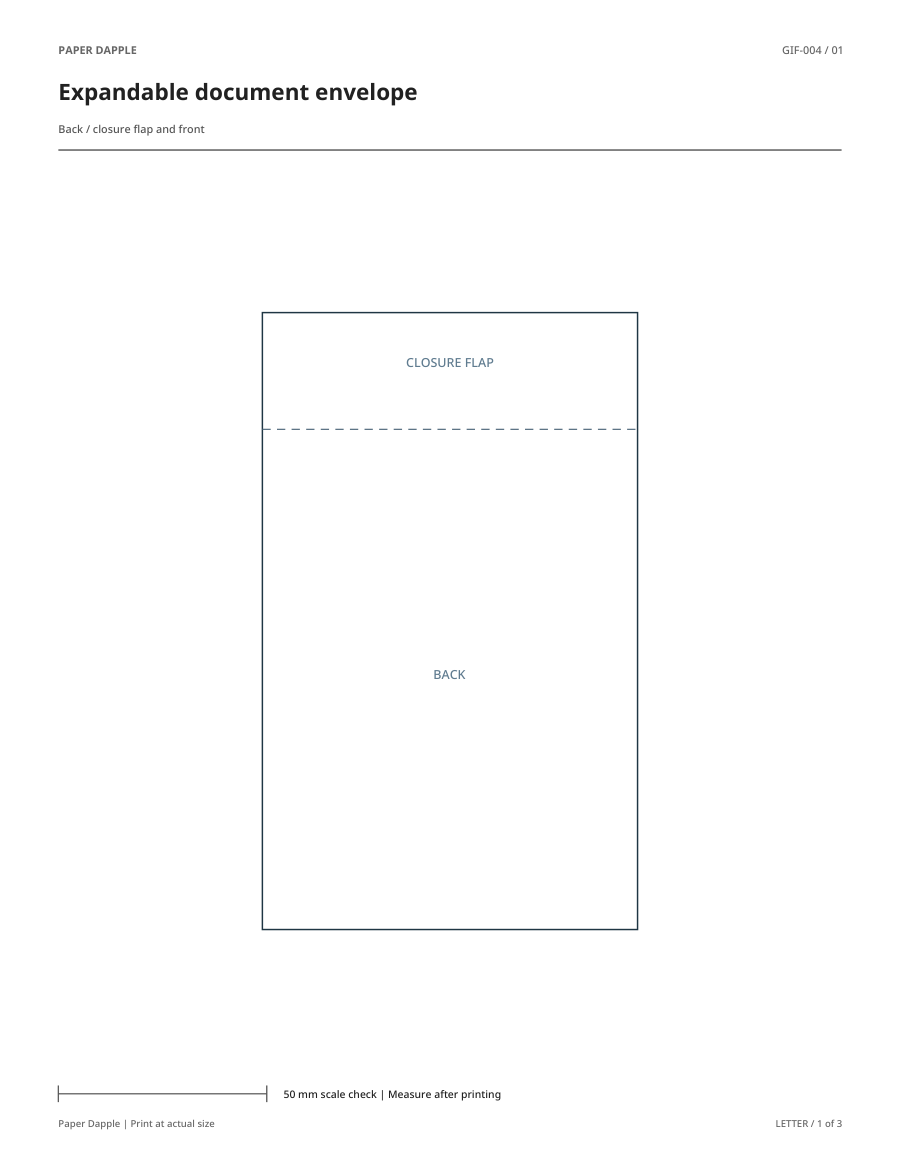 Preview of Expandable document envelope