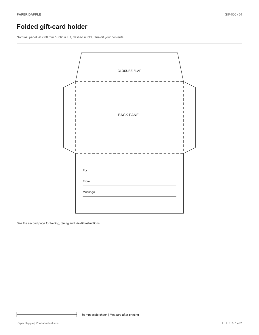 Preview of Folded gift-card holder