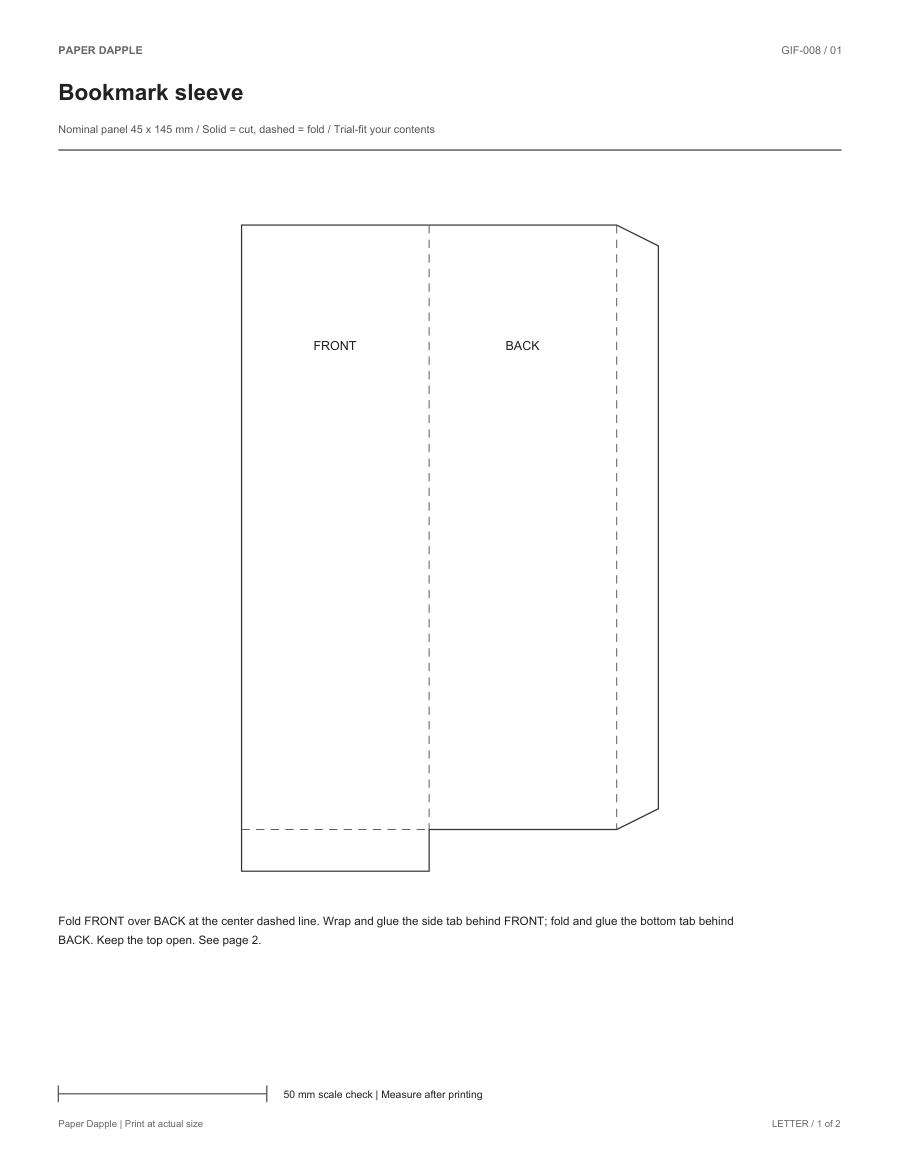 Preview of Bookmark sleeve