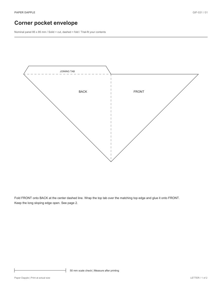 Preview of Corner pocket envelope