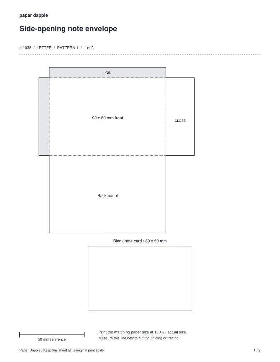 Preview of Side-opening note envelope