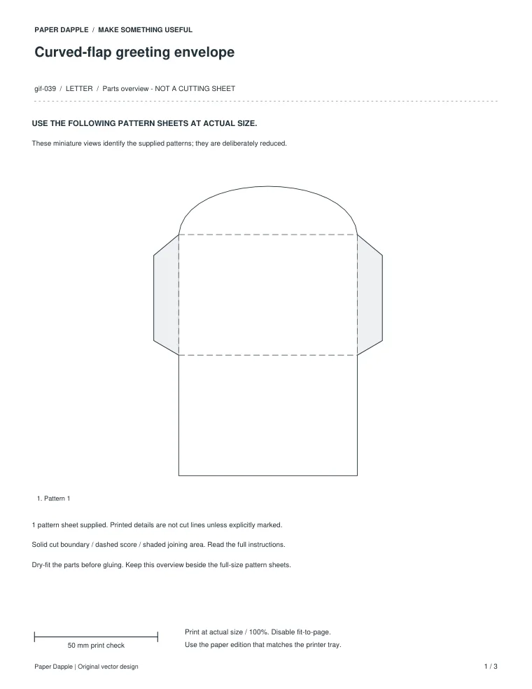 Preview of Curved-flap greeting envelope