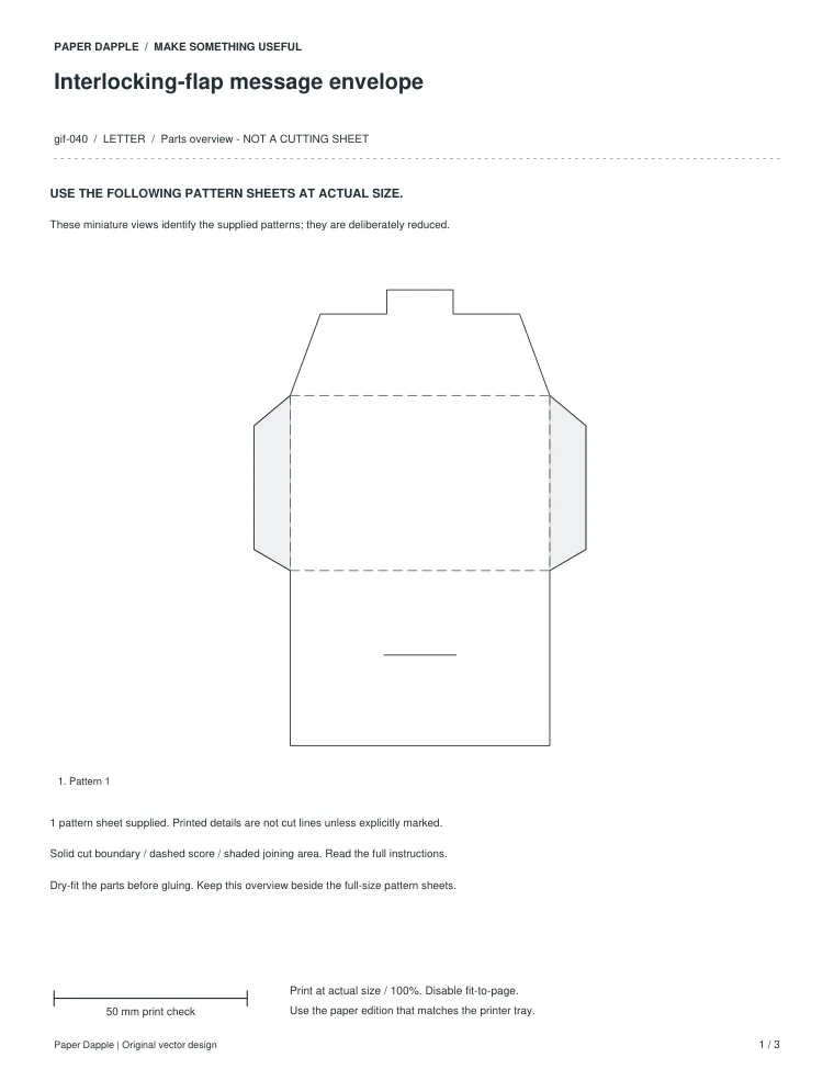 Preview of Interlocking-flap message envelope