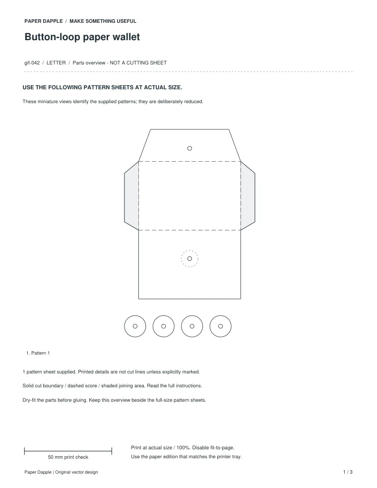 Preview of Button-loop paper wallet