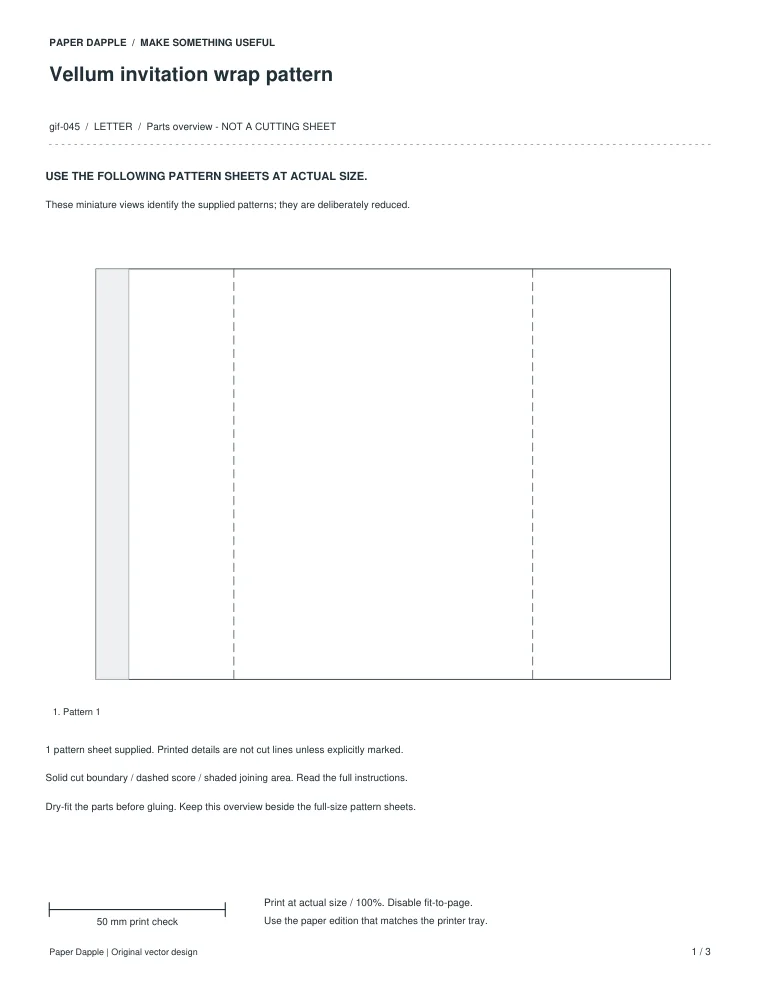 Preview of Vellum invitation wrap pattern