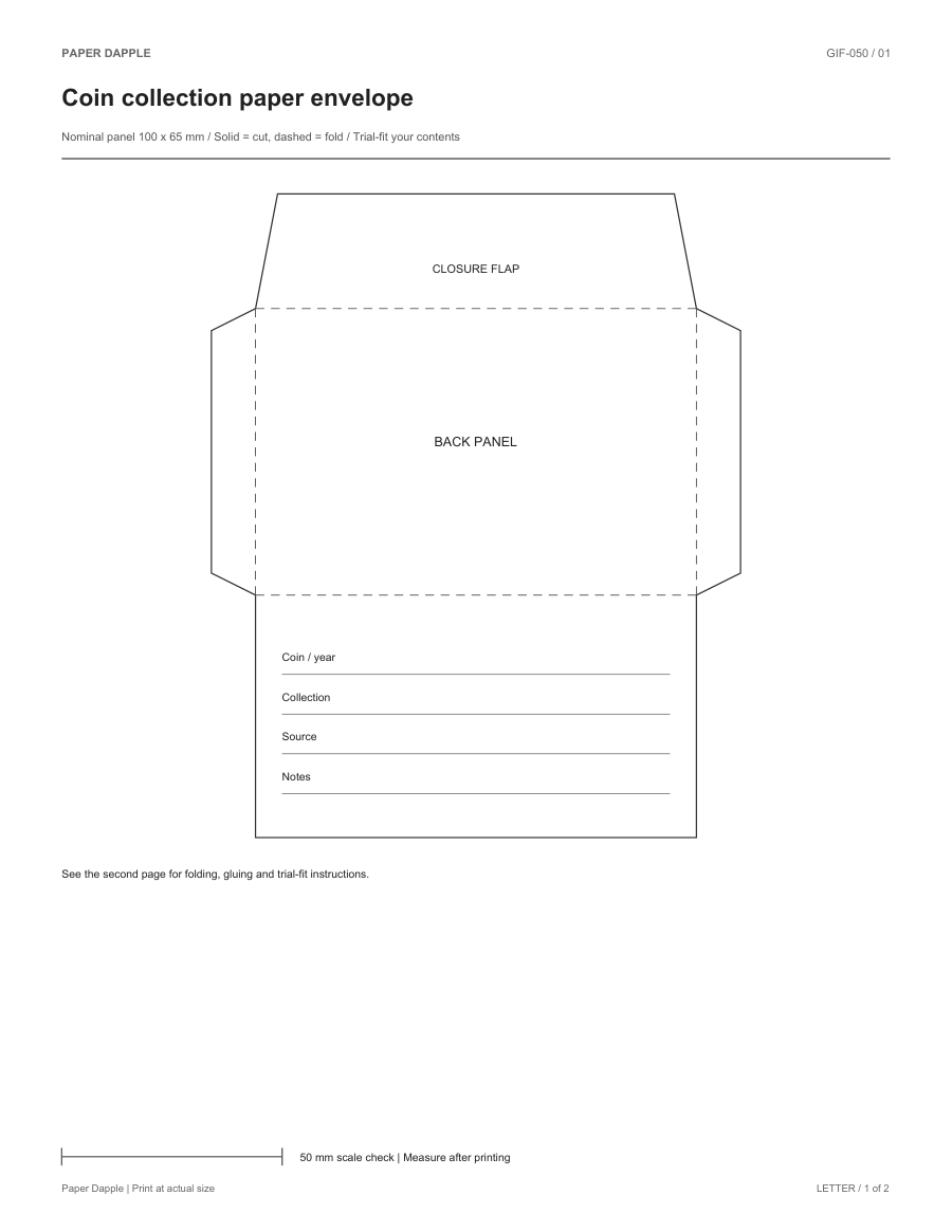 Preview of Coin collection paper envelope