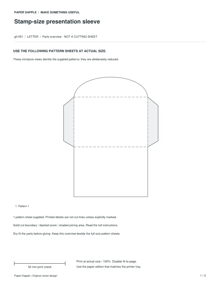Preview of Stamp-size presentation sleeve