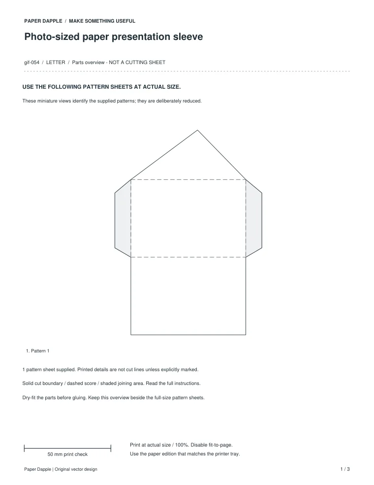 Preview of Photo-sized paper presentation sleeve