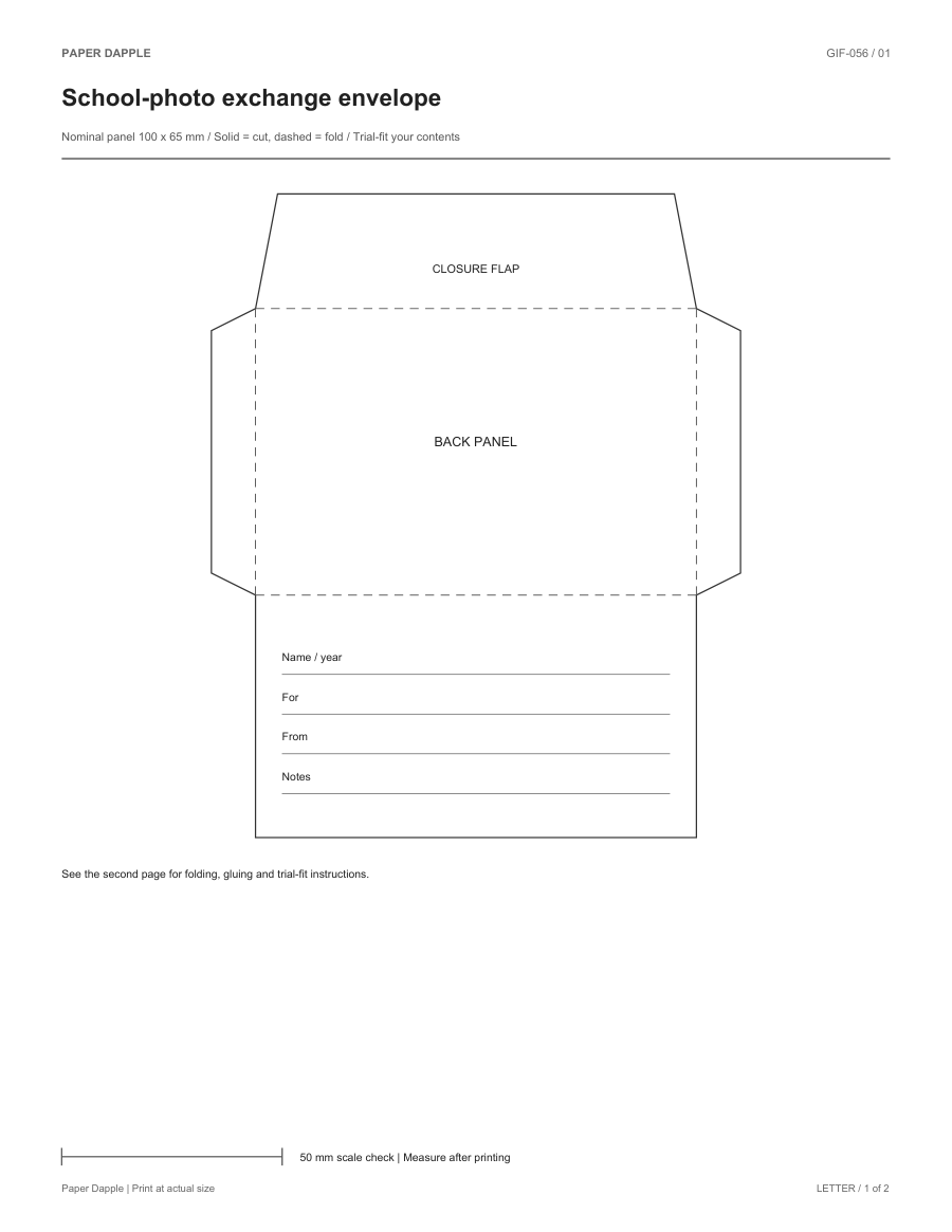 Preview of School-photo exchange envelope