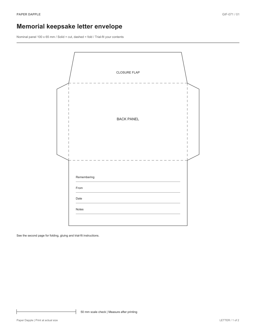 Preview of Memorial keepsake letter envelope