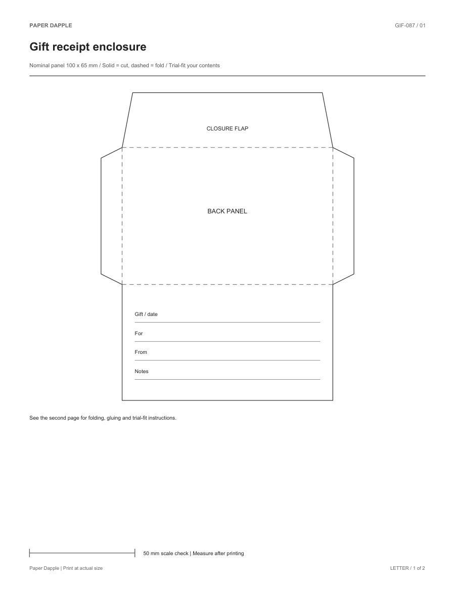 Preview of Gift receipt enclosure