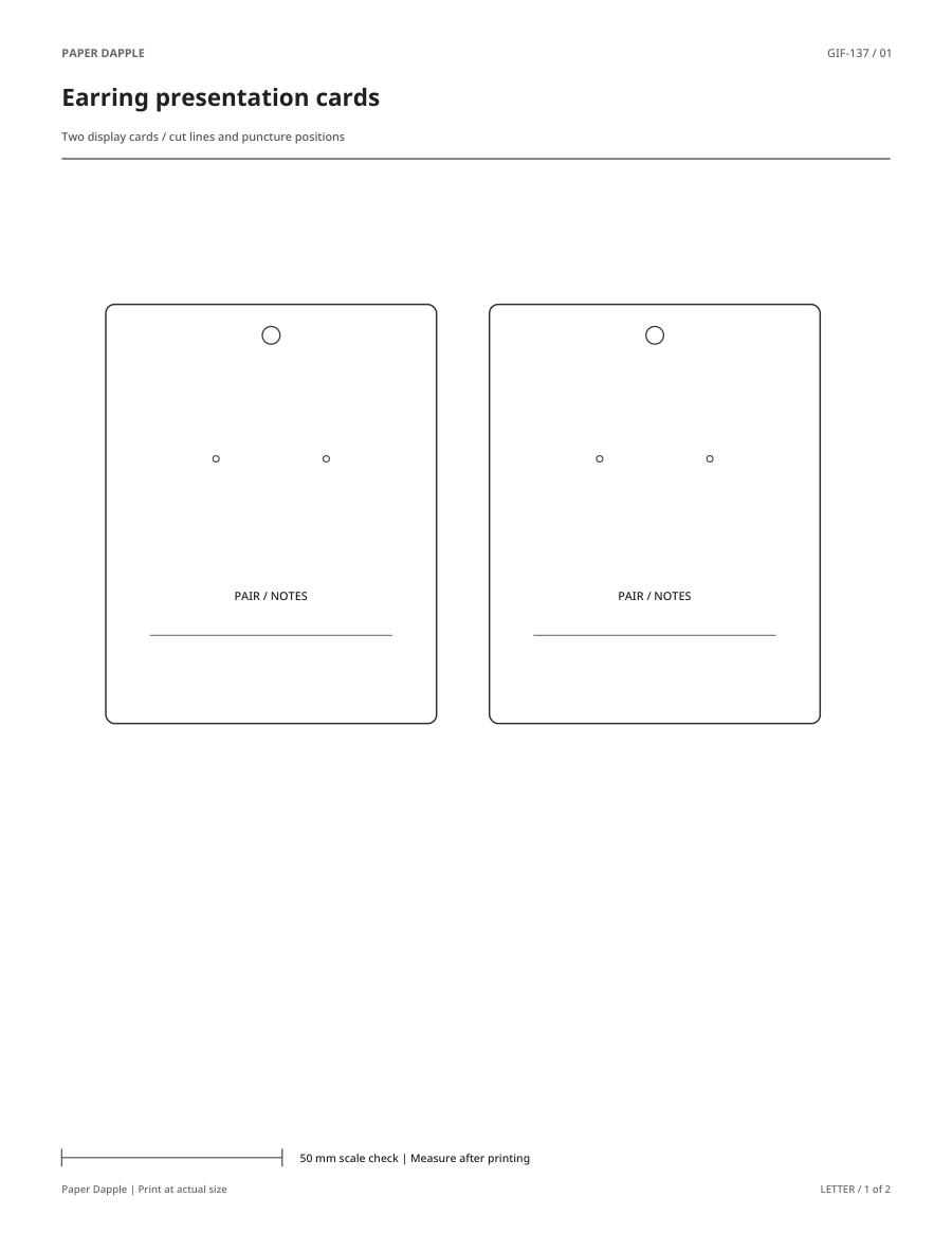 Preview of Earring presentation cards