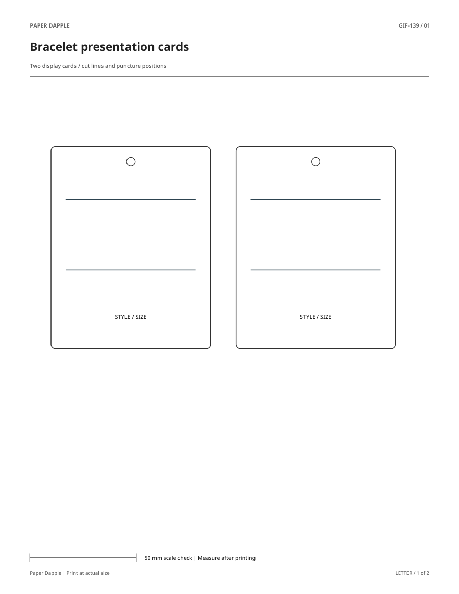 Preview of Bracelet presentation cards