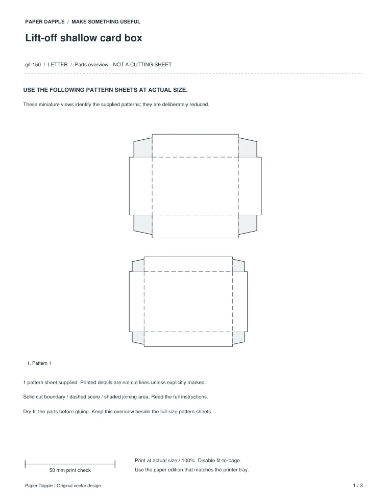 Preview of Lift-off shallow card box