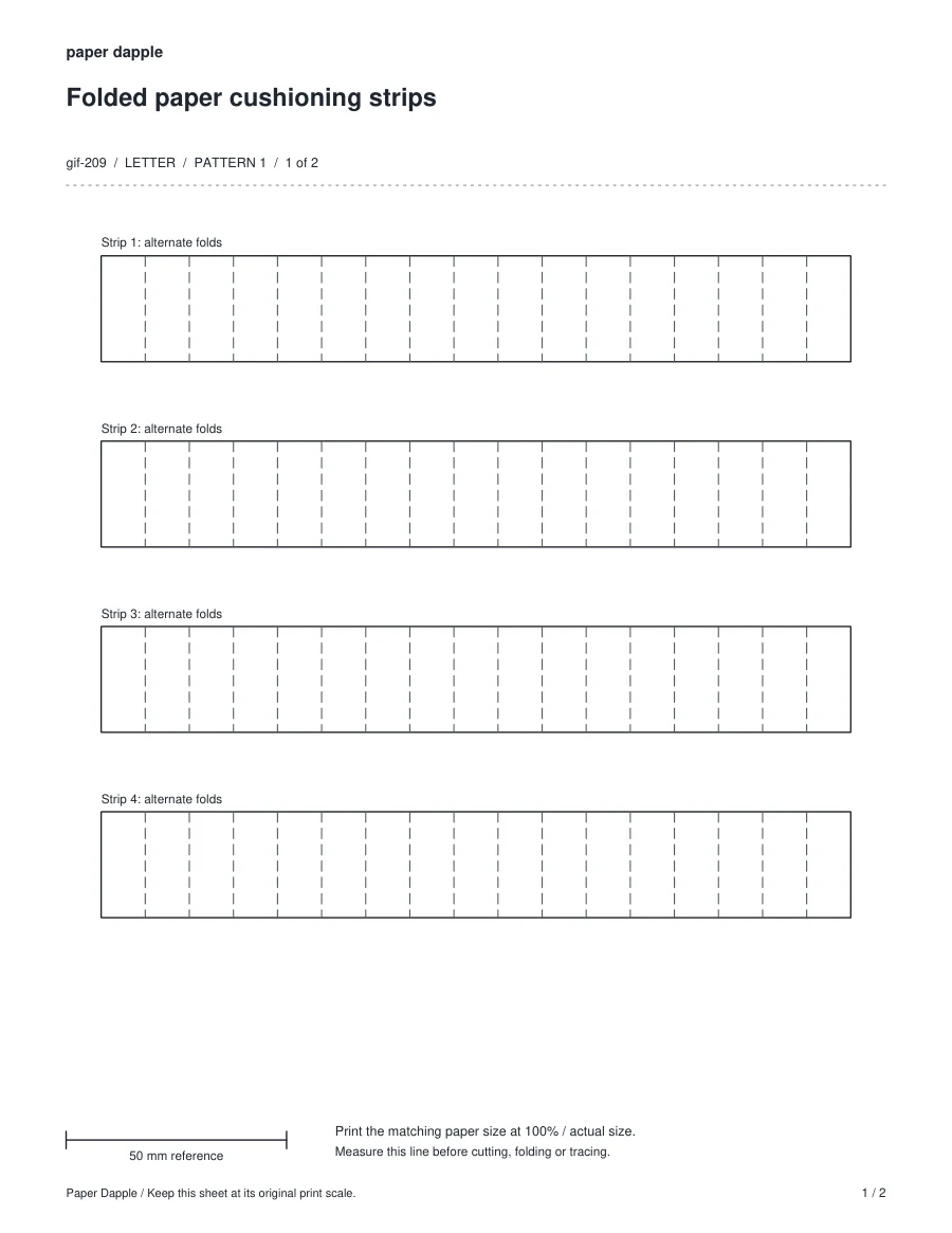 Preview of Folded paper cushioning strips